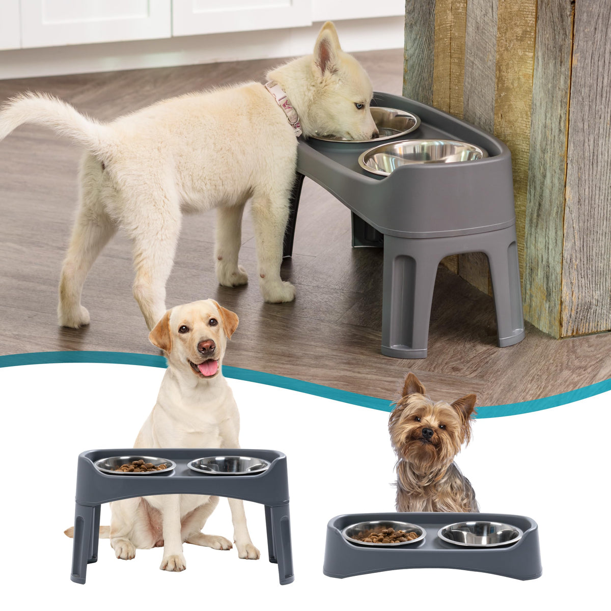 Elevated Dog Bowls (Gray)