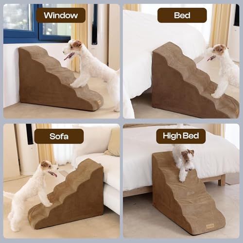 Dog Stairs Replacement Cover for 5 (Dark Coffee / Cover 24.5"H)