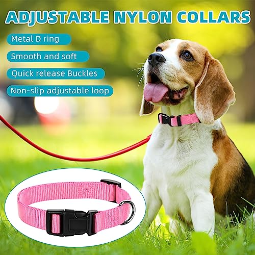 9 Pcs Adjustable Dog Collars Set for Litter (Bright Colors / Medium)