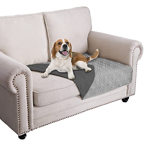 Waterproof Dog Bed Cover Pet Blanket for Furniture Bed Couch Sofa Reversible (30x53 Inch (Pack of 1) / Grey+dark Grey)