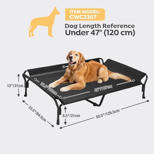 Cooling Elevated Dog Bed (Black / 50.5"L x 33.5"W x 12.0"Th)