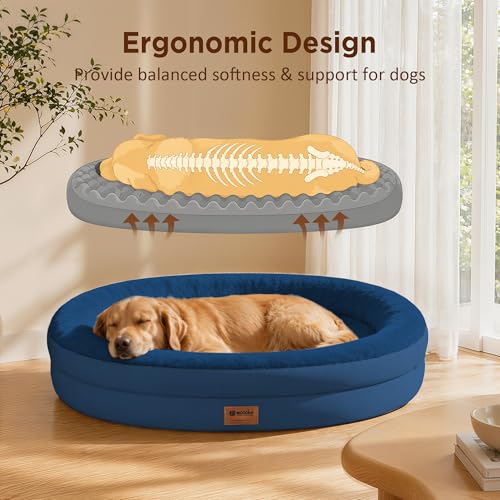 Waterproof Orthopedic Dog Bed for Large Dogs (Navy / 44"L x 32"W x 7.5"Th)
