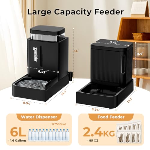 Gravity Dog Food and Water Dispenser (1.6 Gallon x 2 / Black)