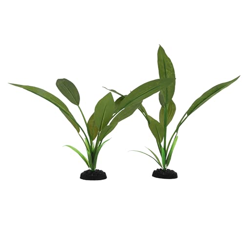 2 Pack 12 Inch Aquarium Silk Aquarium Plants (Green C / 12 Inch)
