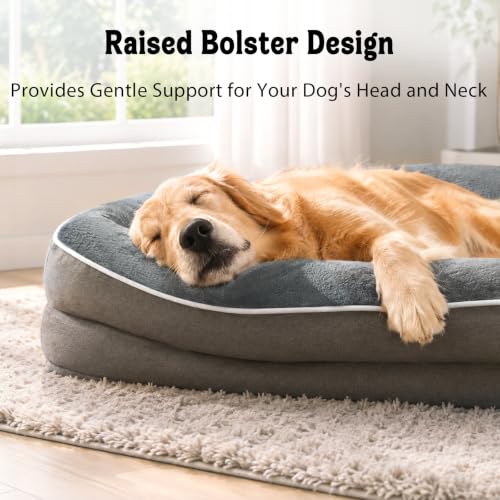 Orthopedic Washable XXL Dog Bed for Extra Large Dogs (Dark Grey / 45"L x 35"W x 7.5"Th)