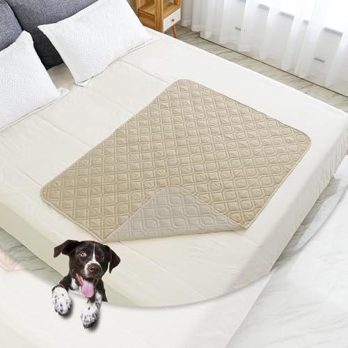 Waterproof Dog Bed Cover Pet Blanket for Furniture Bed Couch Sofa Reversible (40x50 Inch (Pack of 1) / Beige+khaki)