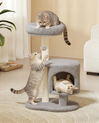 Cat Tree 34.3 Inches Cat Tower with Scratching Post (Gray)