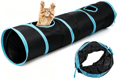 Cat Tunnel for Indoor Cats Kittens Rabbits (Black / Single Tunnel)