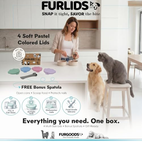 FURLIDS Cat Dog Food Can Lids 4 Pack (4 Pack Multicolor)