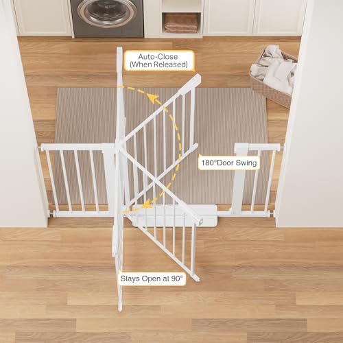 30 48 in Baby Gate for Stairs (White / 30-48"W x 30.5"H)