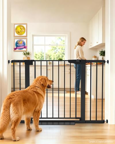 30 46" Baby Gate for Stairs (Black / 30"-46" W x 30.5" H)