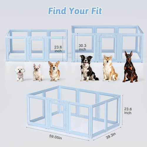 Acrylic Dog Playpen Indoor (Sky Blue / 23.6"H)
