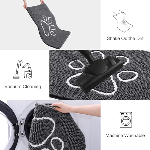 Dog Door Mat for Muddy Paws (54"X24" / Dark Grey and White)