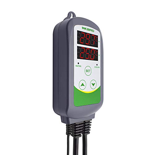 ITC308 Freezer Thermostat Heating Cooling Plug Temperature Controller Outlet 110V 1200W Digital Temp Control for Greenhouse Heater Cooler Reptile Brewing Fermentation Kegerator Probe (ITC-308+probe)
