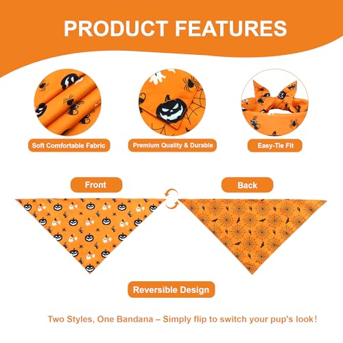 Halloween Dog Bandana for Small Dogs (Halloween - Orange / Small)