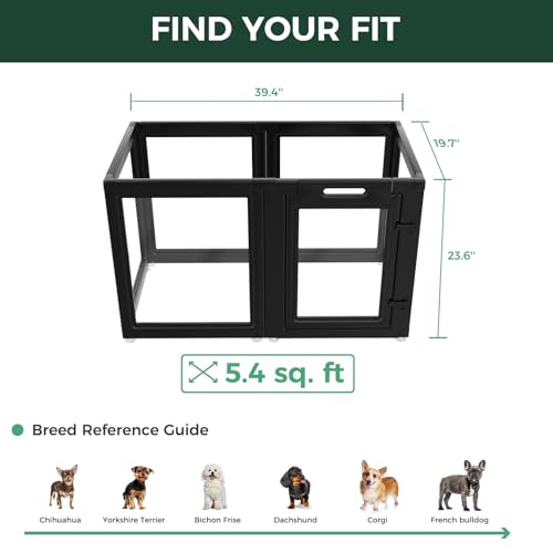 AuraSpace Clear Acrylic Indoor Dog Playpen (Black / 24"H)