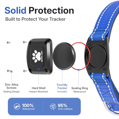 GPS Dog Collar with Tracker (Blue / S(12.5''-16''))