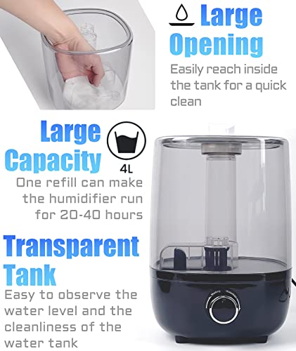 Top fill Reptile Fogger Terrariums Humidifier Fog Machine Mister with 4L Visible Large Tank & Extension Hoses (Single Hose / Black)