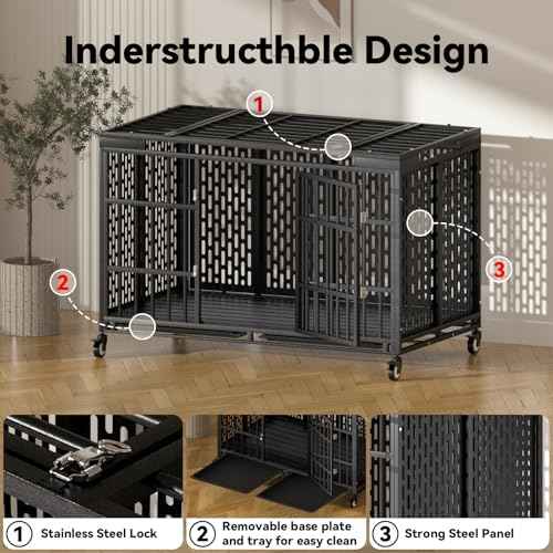 54 Inch Heavy Duty Dog Crate with Wheels (53.0"L x 30.0"W x 32.3"H)