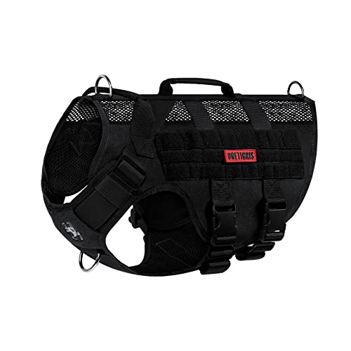 No Pull Tactical Dog Harness for Medium Dog (Black / M)
