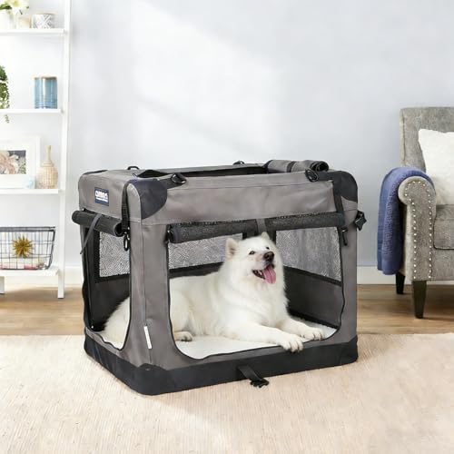 3 Door Soft Dog Crates Kennel (Dark Grey)