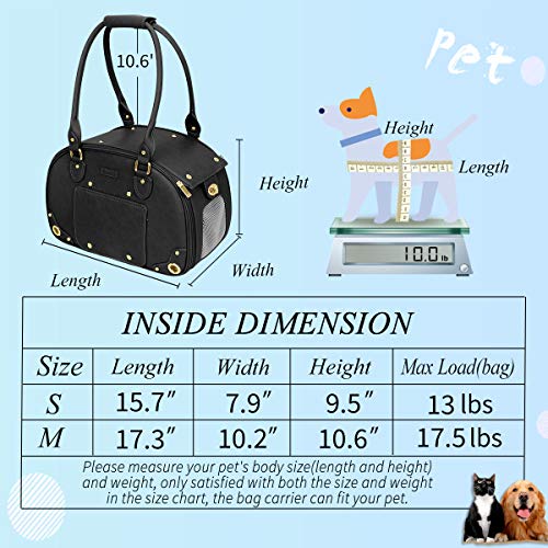 Dog Carrier Purse (17.3"L x 9.4"W x 11.2"H / Black)