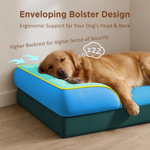 Orthopedic Dog Bed for Extra Large Dogs with Bolster (45.0"L x 35.0"W x 8.5"Th / Dallas)
