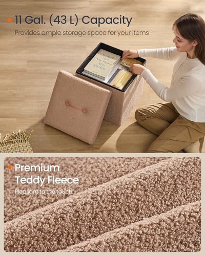 Small Folding Storage Ottoman (Camel Brown / 15"D x 15"W x 15"H / Cosy)