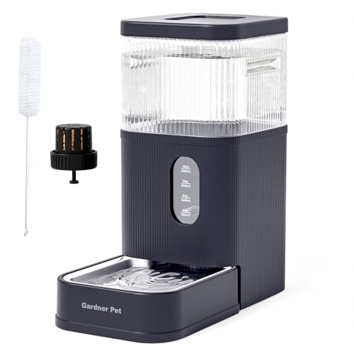 2.9 Gallon Automatic Dog Water Dispenser with Stainless Steel Bowl (Grey / 2.9 Gallon)