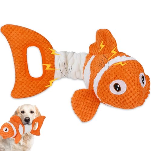 Squeaky Clownfish Dog Toy (Orange)