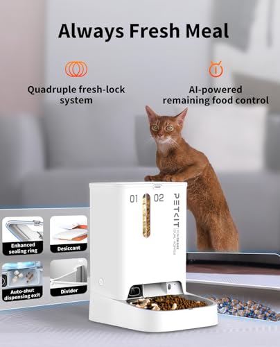 Automatic Cat Dog Feeder with Camera (White with Double Food Hopper)