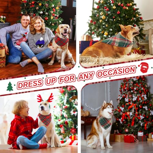Dog Christmas Bandana with Tassels Edges (X-Large / Christmas)
