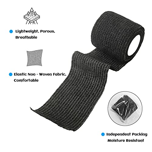 24 Rolls Black Elastic Self Adhesive Bandage Wrap 2 Inch (2 Inch-24 Count Black)