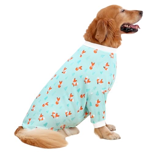 Dog Pajamas One Piece Light Comfy Pjs Pet Costume M (Large / Winter Foxes)