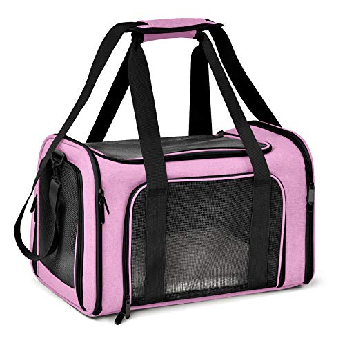 Large Cat Carriers Dog Carrier Pet Carrier for Large Cats Dogs Puppies up to 25Lbs (20.0"L x 13.0"W x 13.0"H / Pink)