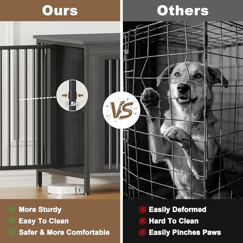 47.24" Dog Crate Furniture for 1 or 2 Dogs (Dark Grey / 47.2"L x 28.4"W x 37.0"H)