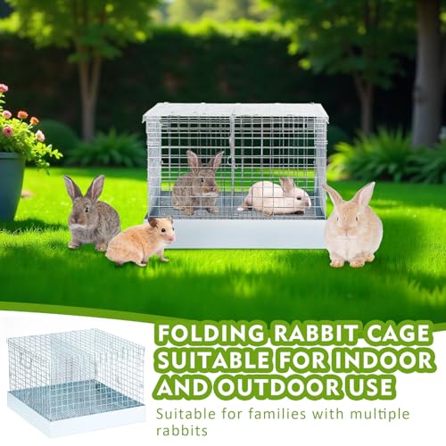 2 Hole Rabbit Transport Cage with Divider (Sliver / 17.9"L x 17.9"W x 3.7"H)