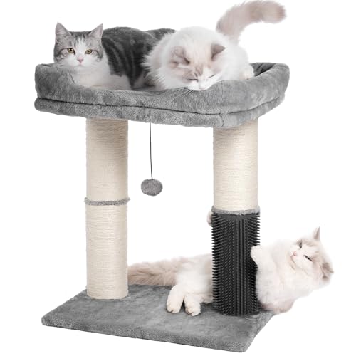 Cat Tree Tower for Large Cats Cat Scratching Post with Bed 20X16” (Large / Gray)
