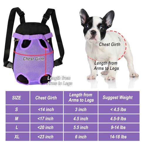 Dog Carrier Backpack Pet Legs Out Front Cat Travel Bag (X-Large / Purple)