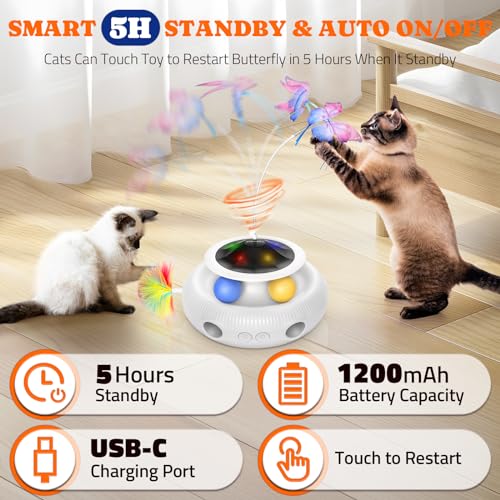 Cat Toys Automatic Interactive Kitten Toys for Indoor Cats (White)