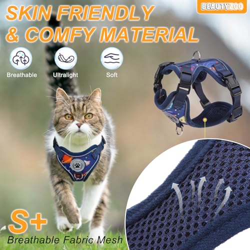 Cat Harness and Leash (Navy / Medium (Chest: 16 - 20"))