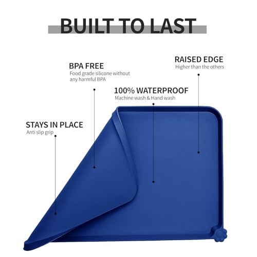 Silicone Pet Feeding Mat (Navy Blue / 28" x 18")