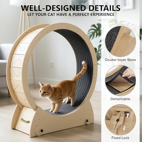 Portable Cat Running Wheel for Indoor Cats 44" Large XL 12" Wide