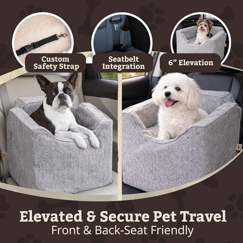 Pet Products Luxury Lookout I Dog Car Seat with Show Dog Microsuede (Palmer Dove / Small)