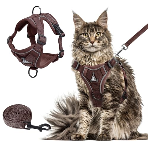 cat Chest Harness and Leash (Brown / XL:16.5-22.04lb)