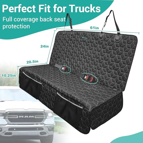 Dog Car Seat Covers for Back Seat (Truck Bench-61"W / Bench-Black)