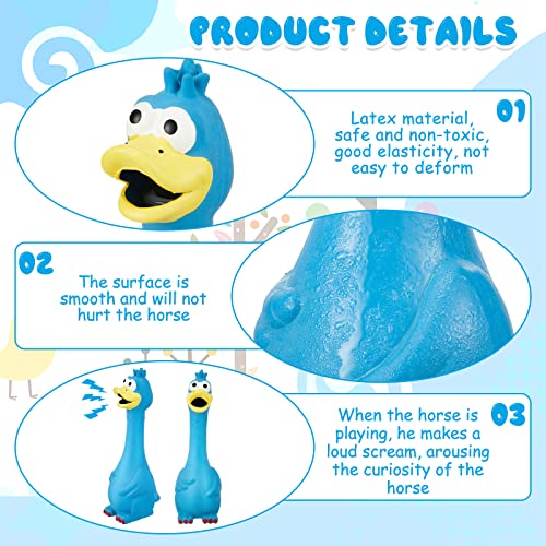 1 Pcs Horse Toys Latex Squeaky Squeeze Chicken Squeak Turkey Balls for Play Fake Screaming Chicken Toys for Horses Soccer Ball for Reduce Separation Anxiety Noise Maker (Blue)