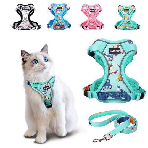 Cat Harness and Leash Set[MAX Safety 4th (H603 Pro Purrfect Green / Small (7-12lb))