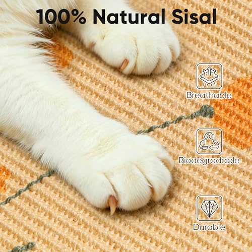Sisal Cat Scratching Mat (Flower-23.6 x 15.7 Inch)