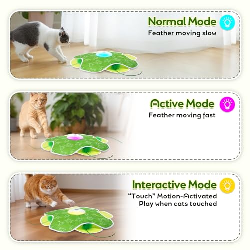 Interactive Cat Toys with Moving Feather Concealed in Mat